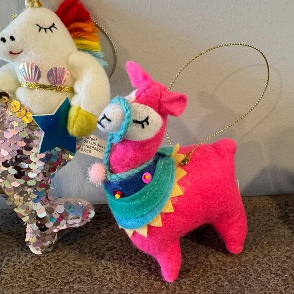 BUNDLE | 3 ornaments | Llama, Unicorn, Mermicorn - Picture 2 of 4